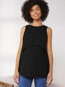 SHEIN Maternity Solid Tank Top - Black - View 6