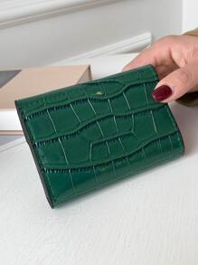 Crocodile Embossed Metal Decor Pocket Wallet Small ID Window Bi-Fold Women Wallet Portable Cash White-Collar Workers For Female College Work Business Commute Office For Anniversary For Couple For Birthday Gift On Valentine Day Gift Gift For Women Wallet Purse Wallet Small Wallet