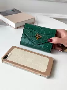 Crocodile Embossed Metal Decor Pocket Wallet Small ID Window Bi-Fold Women Wallet Portable Cash White-Collar Workers For Female College Work Business Commute Office For Anniversary For Couple For Birthday Gift On Valentine Day Gift Gift For Women Wallet Purse Wallet Small Wallet