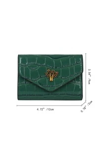 Crocodile Embossed Metal Decor Pocket Wallet Small ID Window Bi-Fold Women Wallet Portable Cash White-Collar Workers For Female College Work Business Commute Office For Anniversary For Couple For Birthday Gift On Valentine Day Gift Gift For Women Wallet Purse Wallet Small Wallet