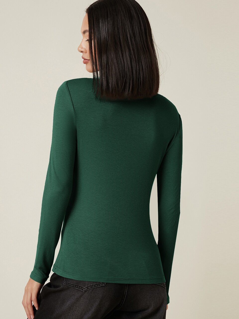 Button Half Placket Rib-knit Tee