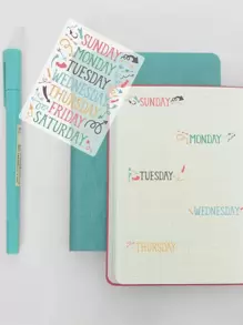 5 piezas Pegatina con estampado de letra - Multicolor - Ver 1