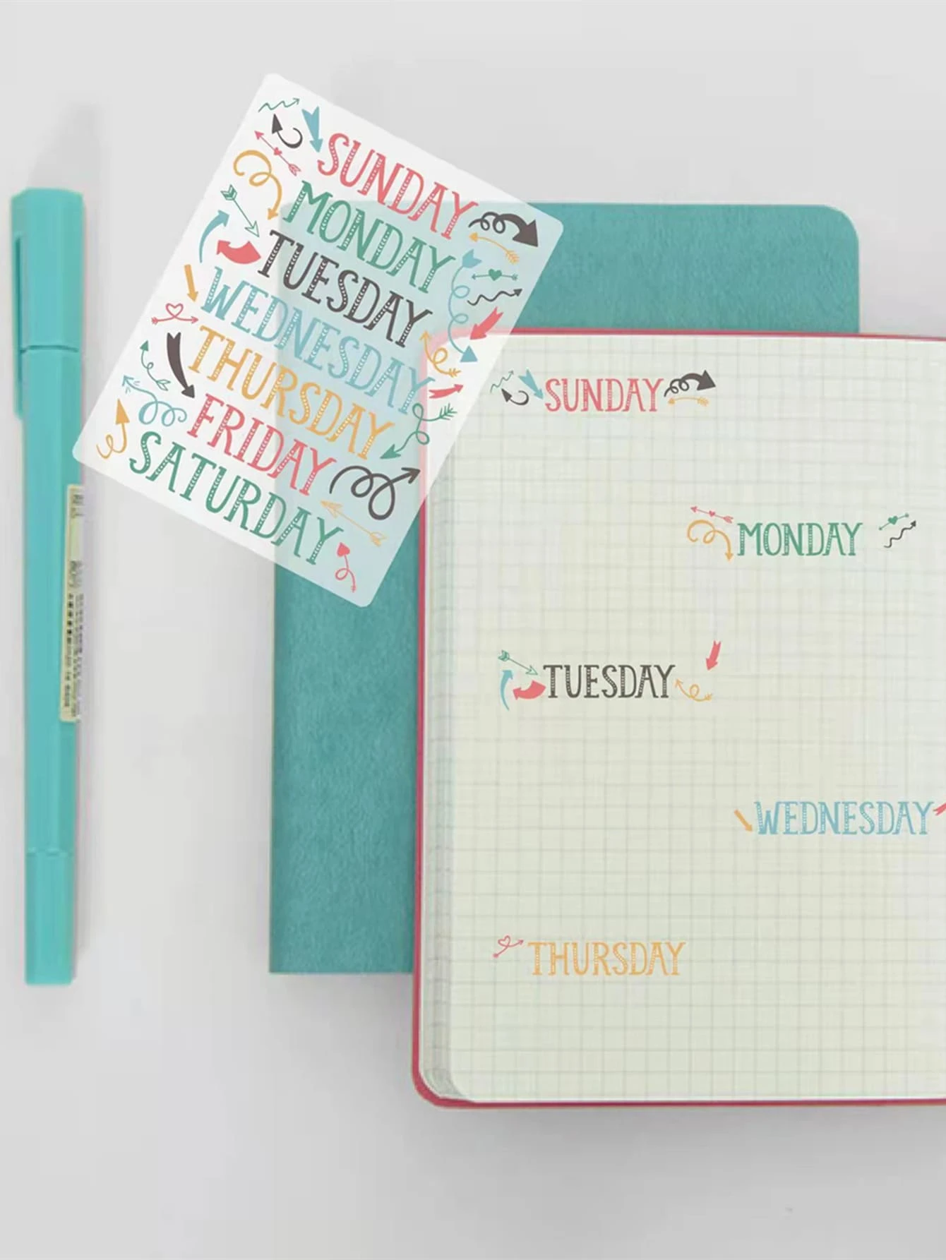 5 piezas Pegatina con estampado de letra - Multicolor - Ver 1