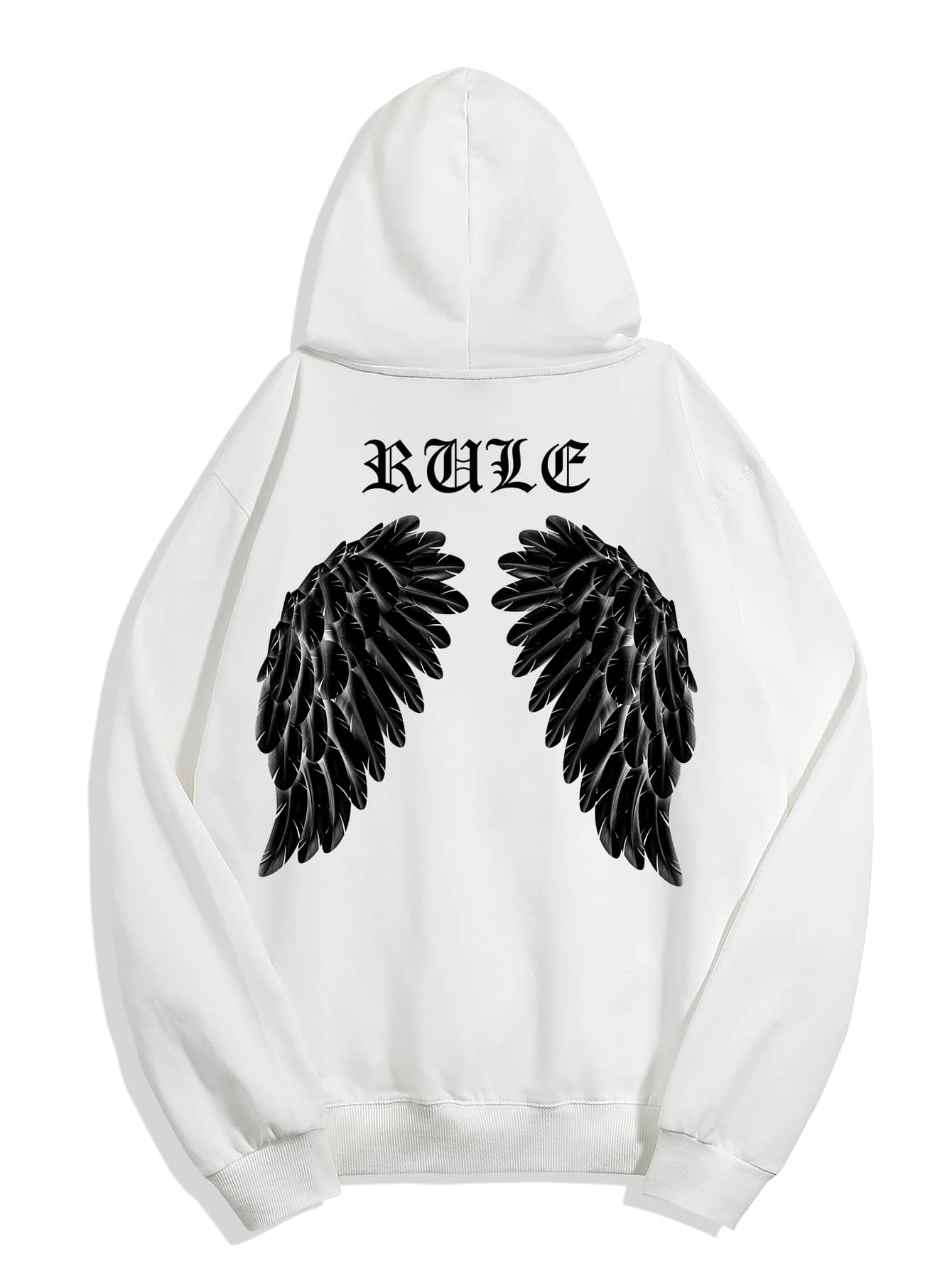 Manfinity Capucha con cordón con estampado de letra y ala - Blanco - Ver 1