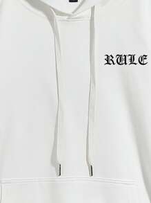 Manfinity Capucha con cordón con estampado de letra y ala - Blanco - Ver 3