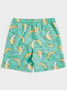 Manfinity Men Random Banana Print Drawstring Waist Swim Trunks - Green - View 2