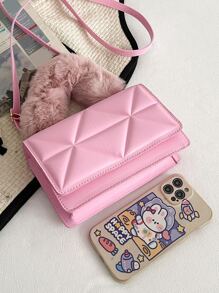 Túi vuông có nắp gập mờ, mềm mại, sang trọng, mềm mại Chi tiết lông tơ nhỏ dành cho nữ, phụ nữ, sinh viên đại học, tân binh và nhân viên văn phòng Dành cho công việc, văn phòng, đi làm, cho mùa thu đông, mùa đông ấm áp, ngoài trời - Hồng - Xem 6