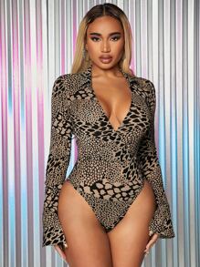 SHEIN SXY Áo liền quần ôm nữ Tất cả trên in Gợi cảm - Nhiều màu - Xem 1