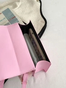 Túi vuông có nắp gập mờ, mềm mại, sang trọng, mềm mại Chi tiết lông tơ nhỏ dành cho nữ, phụ nữ, sinh viên đại học, tân binh và nhân viên văn phòng Dành cho công việc, văn phòng, đi làm, cho mùa thu đông, mùa đông ấm áp, ngoài trời - Hồng - Xem 7