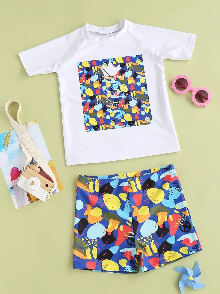 Boys Graphic Beach Swimsuit - Multicolor - View 1
