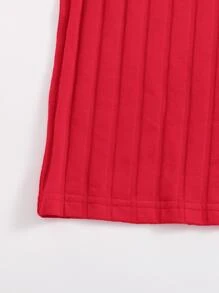 Muchica Neon Red Off Shoulder Rib-knit Bodycon Dress - Red - View 5