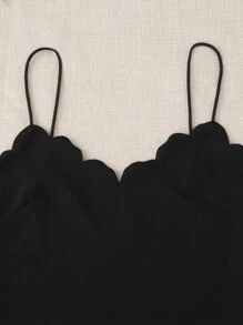 SHEIN VCAY Bộ đồ hai mảnh nữ Thắt lưng Sò điệp Quần paper-bag Sọc Boho - Đen và trắng - Xem 3