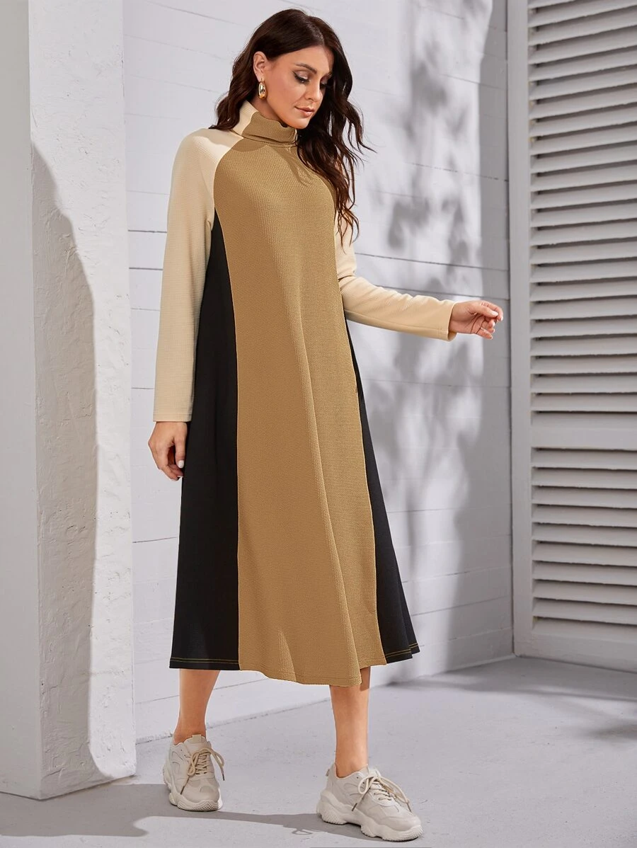 Mulvari Cut And Sew Raglan Sleeve Dress - Multicolor - View 1