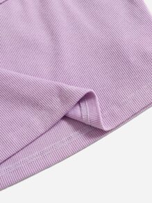 SHEIN EZwear Áo hai dây Hội Chữ thập Gân đan màu trơn Giải trí - Màu Lilac Tím - Xem 4