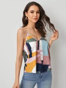 SHEIN LUNE 幾何圖案吊帶上衣 - 彩色 - 查看 5