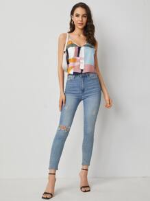 SHEIN LUNE 幾何圖案吊帶上衣 - 彩色 - 查看 6