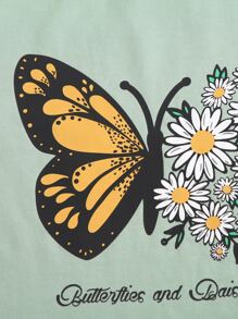 Mulvari Letter & Butterfly Print Tee And Skirt Set 2 Piece Set - Multicolor - View 3