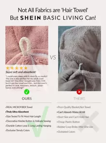 SHEIN Basic living BASIC LIVING Exclusive Quick Dry Microfiber Hair Turban Towel Coral Fleece Holiday Gift-Ash Rose Christmas For Holiday Gift Giving Home Bathroom DecorHair Bonnet