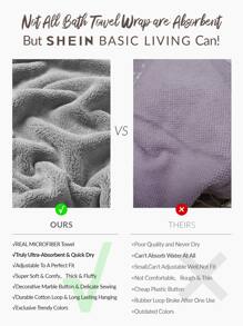 SHEIN Basic living Exclusive Quick Dry Microfiber Adjustable Spa Bath Body Wrap Towel Holiday Gift-Fresh Lavender Christmas For Holiday Gift Giving Summer Wedding Home Bathroom Decor - Light Grey - View 11