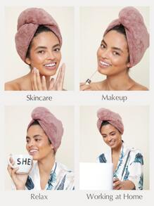 SHEIN Basic living BASIC LIVING Exclusive Quick Dry Microfiber Hair Turban Towel Coral Fleece Holiday Gift-Ash Rose Christmas For Holiday Gift Giving Home Bathroom DecorHair Bonnet