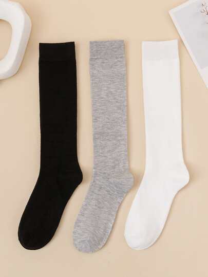 3pairs Simple Over The Calf Socks