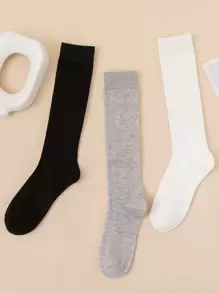3雙簡約風高筒襪 - 彩色 - 查看 3