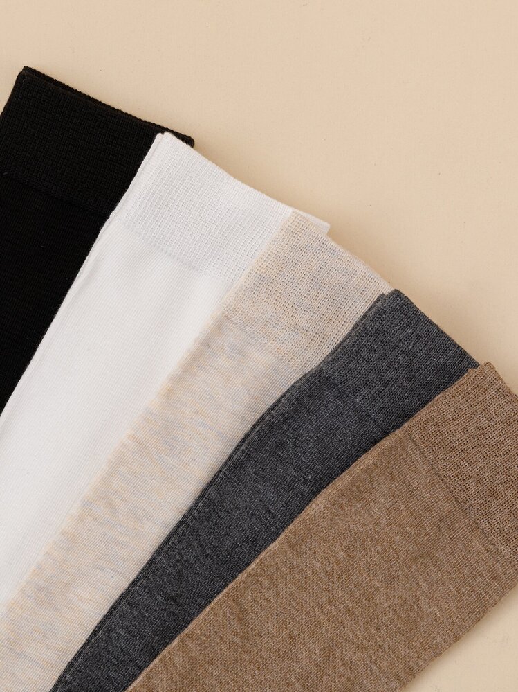 5pairs Simple Over The Calf Socks - Multicolor - View 3
