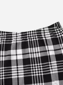SHEIN Essnce 開衩下擺格紋半身裙 - 黑與白 - 查看 4