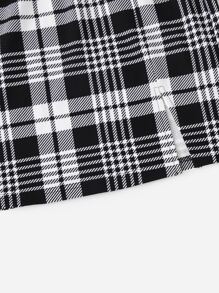 SHEIN Essnce 開衩下擺格紋半身裙 - 黑與白 - 查看 5