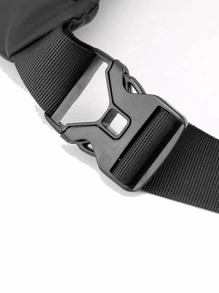 Men Minimalist Earphone Hole Bum Bag - Black - View 6