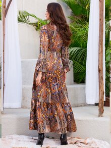 Paisley Print Fringes Detail Dress - Multicolor - View 2