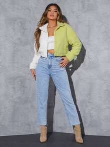 SHEIN SXY Áo khoác nữ Nút phía trước Khối Màu Giải trí - Nhiều màu - Xem 2