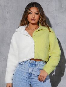 SHEIN SXY Áo khoác nữ Nút phía trước Khối Màu Giải trí - Nhiều màu - Xem 5