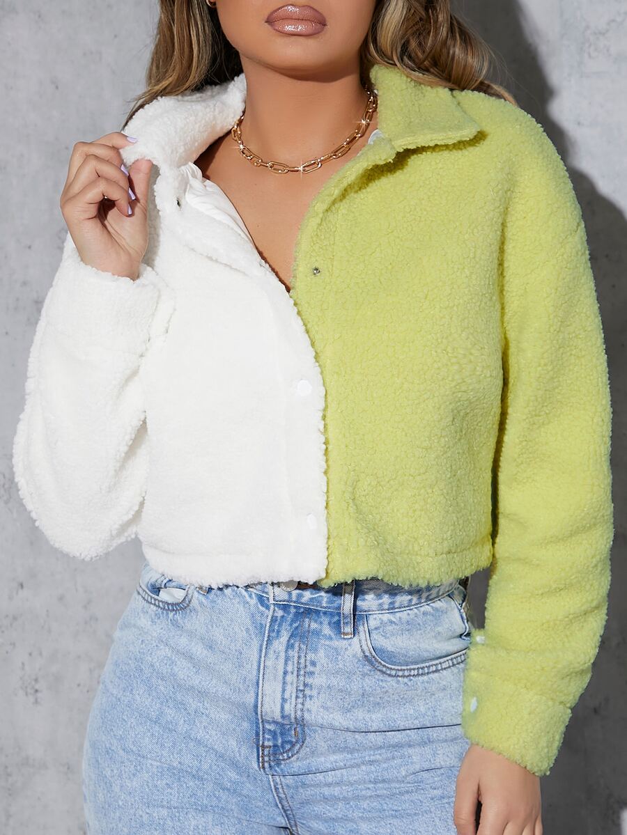 SHEIN SXY Áo khoác nữ Nút phía trước Khối Màu Giải trí - Nhiều màu - Xem 1