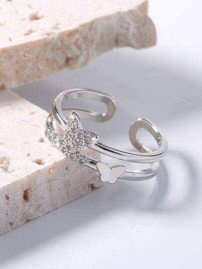 خاتم بتصميم فراشة مكعب زركونيا