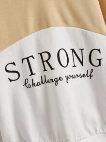 SHEIN Áo nỉ tay rớt vai phối màu và khẩu hiệu dành cho bé trai tuổi teen - Nhiều màu - Xem 3