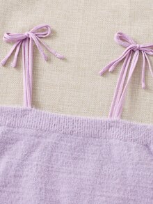 5pcs Tie Shoulder Fuzzy Cami Knit Top - Multicolor - View 4