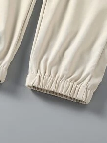 SHEIN Girls Paperbag Waist Trousers - Apricot - View 4