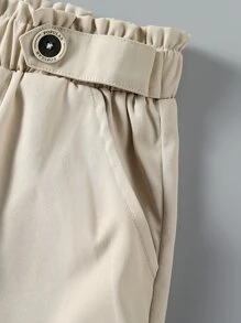 SHEIN Girls Paperbag Waist Trousers - Apricot - View 5