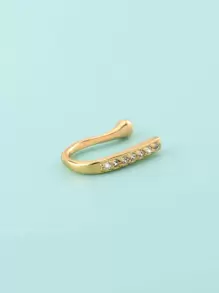 Nooxian 1pc Cyberpunk Style U-Shaped Zirconia Nose Ring, Gold-Tone Nose Piercing Decoration Accessory - Yellow Gold - View 4