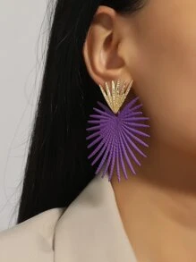 2pcs Structured Earrings - Purple - View 1