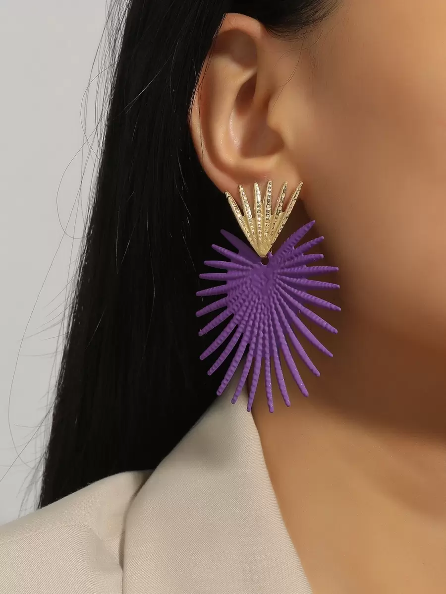 2pcs Structured Earrings - Purple - View 1