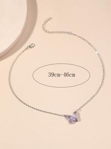 Rhinestone Trang trí Bướm Mặt dây chuyền Vòng cổ - Màu tím - Xem 2