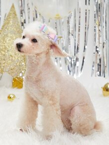 2pcs Bow Decor Random Color Pet Hair Clip - Multicolor - View 8