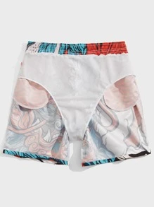 Manfinity 男士中國龍圖案腰部抽繩泳褲 - 彩色 - 查看 3