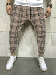Manfinity Homme Men Plaid Drawstring Waist Joggers - Multicolor - View 1