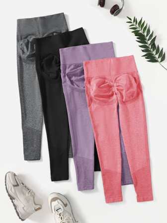 لباس ضيق للياقة البدنية للجيم، بنطلون يوجا سلس للتحكم في البطن ومعانق الورك مع ثقوب خارجية 4 قطع