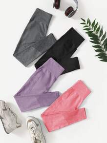 Yoga Basic 4入組健身褲襪無縫收復瑜伽打底褲帶 - 彩色 - 查看 2