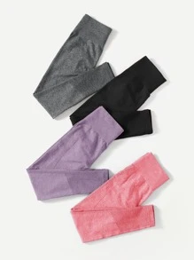Yoga Basic 4入組健身褲襪無縫收復瑜伽打底褲帶 - 彩色 - 查看 5