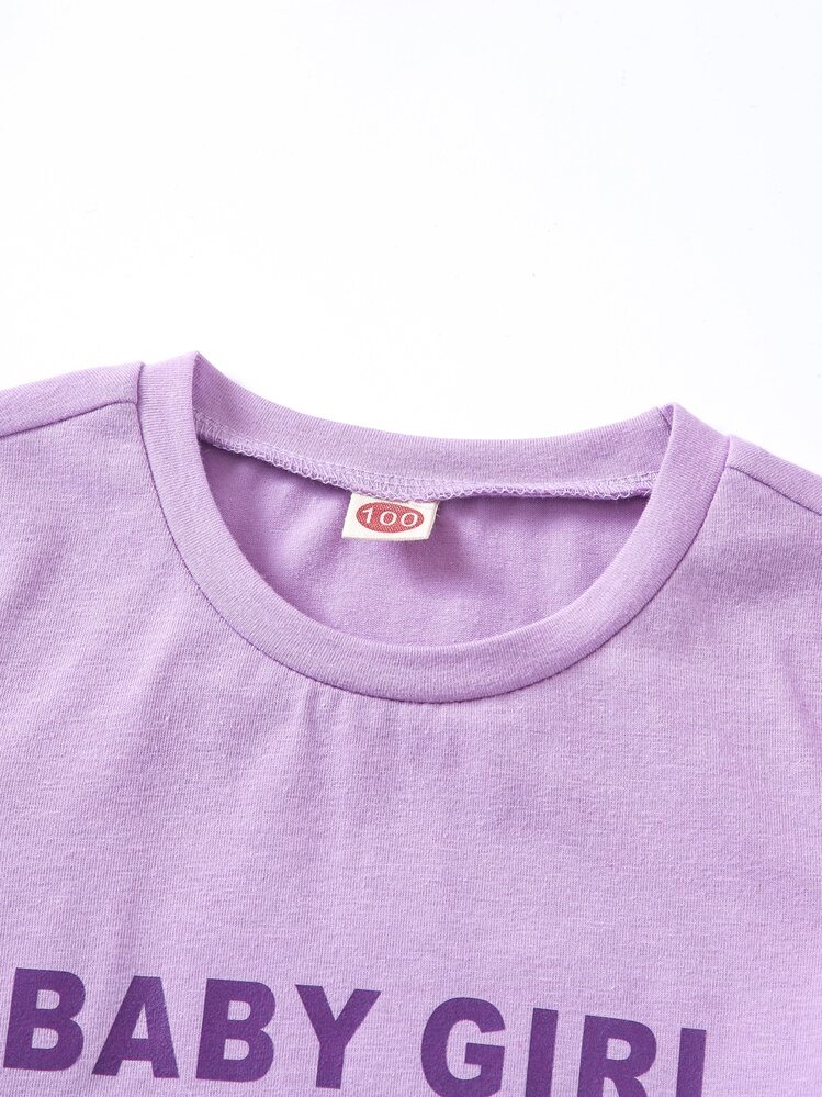 Fille à lettres T-shirt & à imprimé camouflage Pantalon de jogging - Multicolore - Voir 3